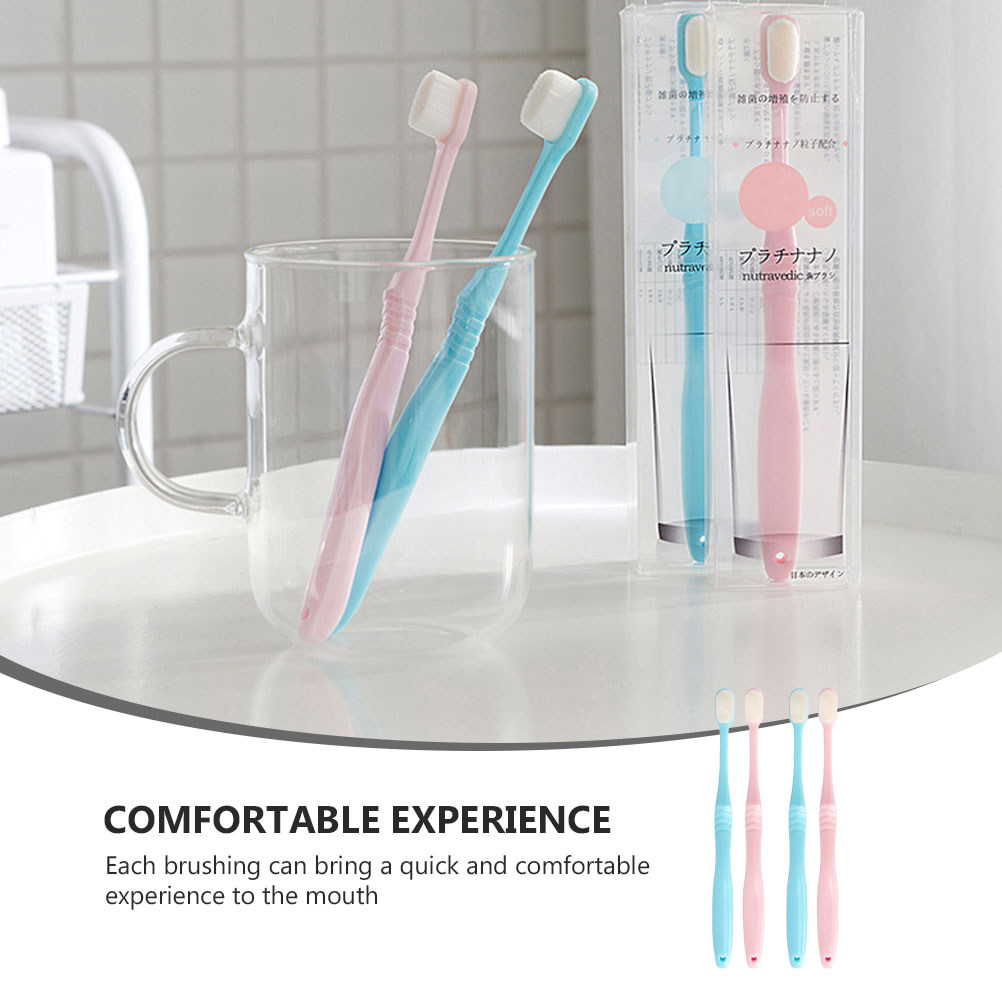 Teeth Whitening Japanese - 4 Stück Weichborsten-Zahnbürsten für Erwachsene, ergonomisches