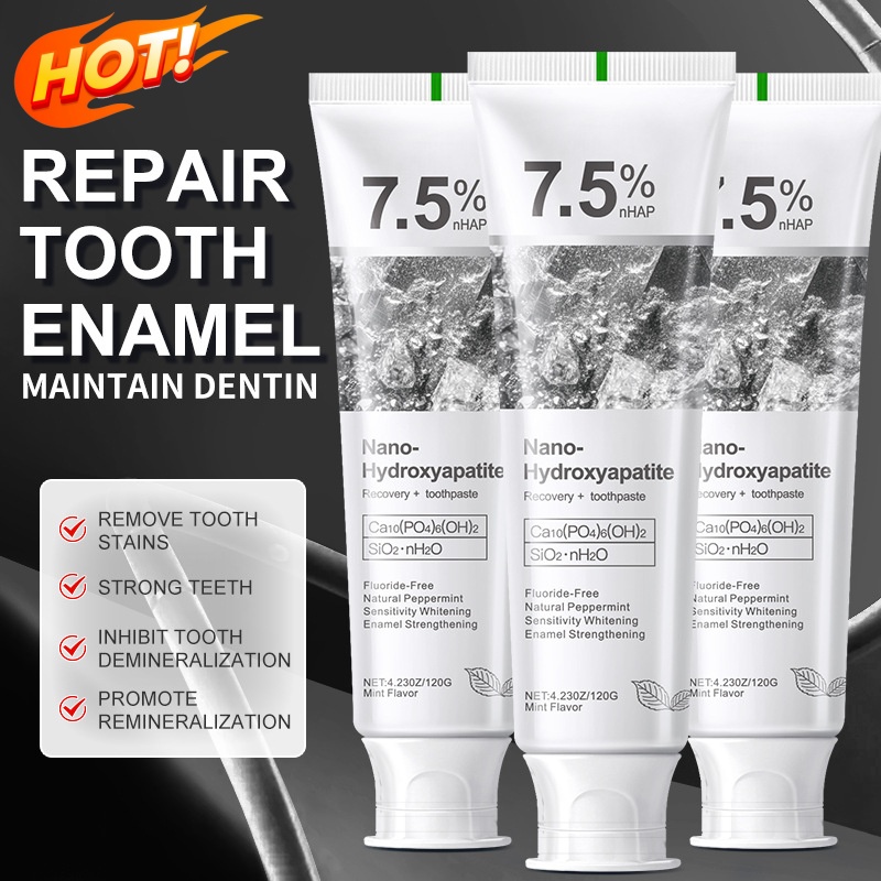 Teeth Whitening Cream - 7,5% Hydroxyapatit Probiotische Zahnaufhellungs-Zahnpasta Zahnschmelz-Reparatur Mundhöhlenpflege